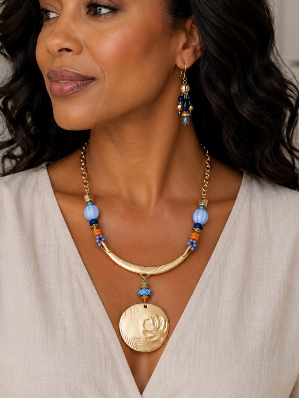 Chico's Short Pendant Necklace and Earring Set
